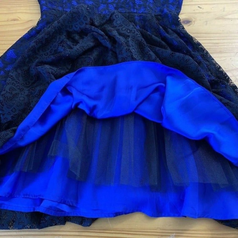 NWT Anthropologie Moulinette Soeurs Size 8 Blue Black Lace Party Dress $178 - Picture 8 of 12